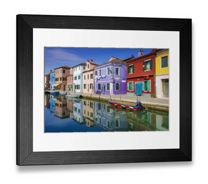 Framed Print : Colorful houses and canal, Burano, Veneto, Italy Framed Print : Colorful houses and canal, Burano, Veneto, Italy
