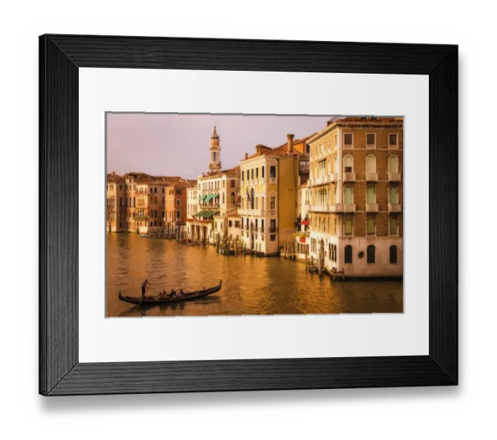 Framed Print : Evening light and gondola on the Grand Canal, Venice, Veneto, Italy Framed Print : Evening light and gondola on the Grand Canal, Venice, Veneto, Italy