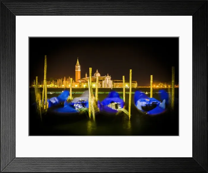Framed Print : Gondolas and San Giorgio Maggiore church at night, Piazza San Marco (St. Marks Square) Framed Print : Gondolas and San Giorgio Maggiore church at night, Piazza San Marco (St. Marks Square)