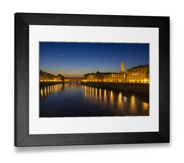 Framed Print : The Arno River and Ponte Vecchio at night, Florence, Tuscany, Italy