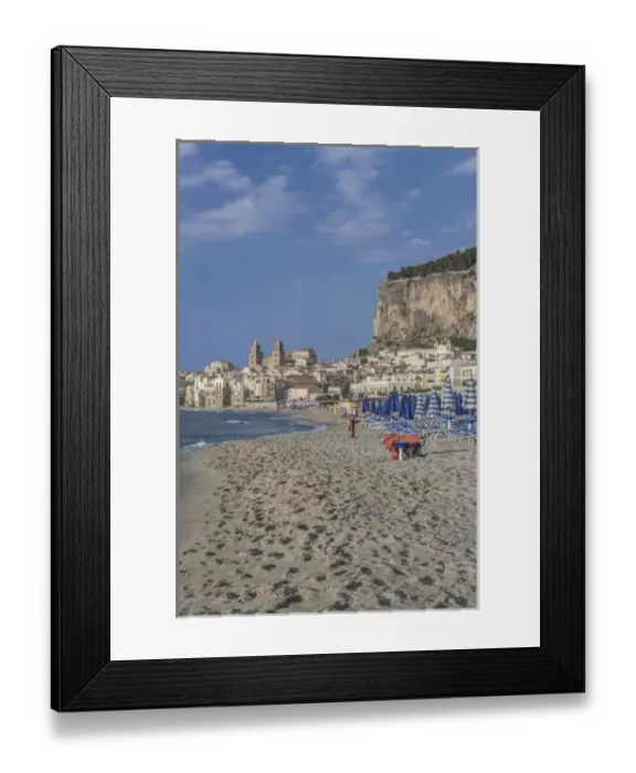 Framed Print : Europe, Italy, Sicily, Cefalu, Cefalu Beach
