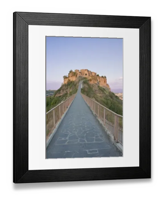 Framed Print : Europe, Italy, Umbria, Civita, Bridge to Historic District at Sunset