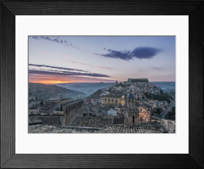 Framed Print : Europe, Italy, Sicily, Ragusa, Looking Down on Ragusa Ibla at Sunrise Framed Print : Europe, Italy, Sicily, Ragusa, Looking Down on Ragusa Ibla at Sunrise