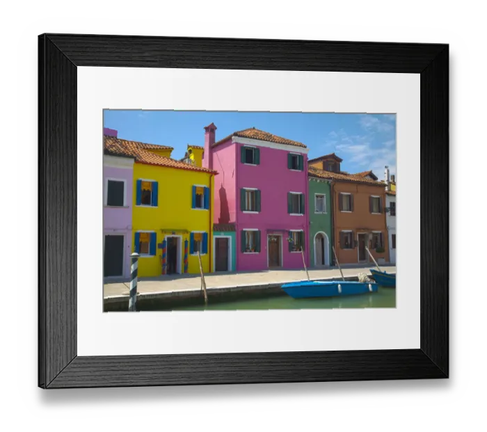 Framed Print : Europe; Italy; Burano; Bright Colored Homes Along Canal Framed Print : Europe; Italy; Burano; Bright Colored Homes Along Canal
