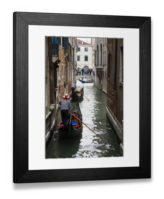 Framed Print : Euorpe; Italy; Venice; Gondoliers In back Canal of Venice Framed Print : Euorpe; Italy; Venice; Gondoliers In back Canal of Venice