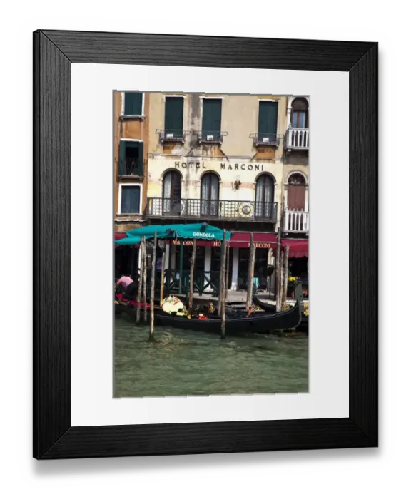 Framed Print : Europe; Italy; Venice; Gondola Stop Along the Grand Canal Framed Print : Europe; Italy; Venice; Gondola Stop Along the Grand Canal