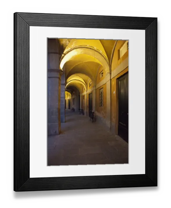 Framed Print : Europe; Italy; Lucca; Evening and Lighted Arched Hallway Framed Print : Europe; Italy; Lucca; Evening and Lighted Arched Hallway