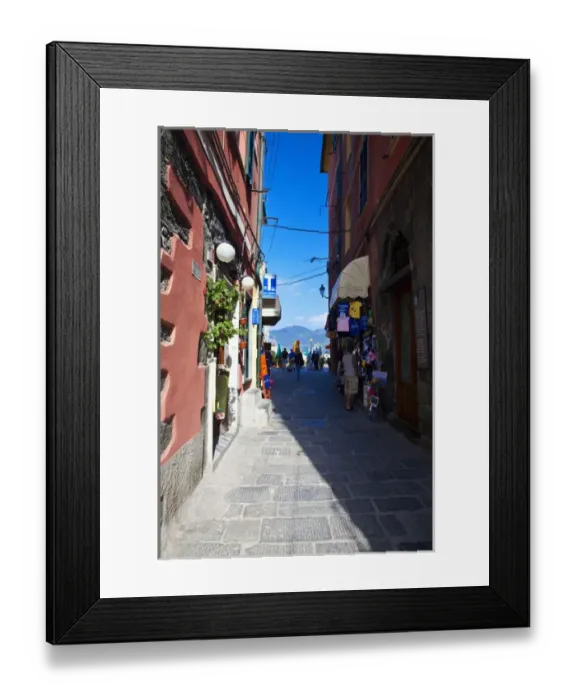 Framed Print : Europe; Italy; Vernazza; Main Shopping Street in Vernazza