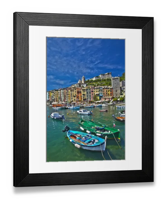 Framed Print : Europe; Italy; La Spezia; Portovenere; Small Boats at anchor in Harbor Framed Print : Europe; Italy; La Spezia; Portovenere; Small Boats at anchor in Harbor