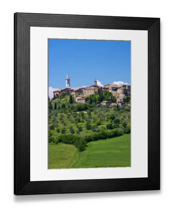 Framed Print : Europe; Italy; Tuscany; Pienza; The Town of Pienza From the Fields Below