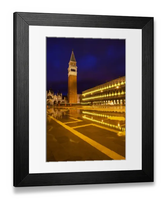Framed Print : Europe; Italy; Venice; San Marcos Square at Night With Reflections Framed Print : Europe; Italy; Venice; San Marcos Square at Night With Reflections