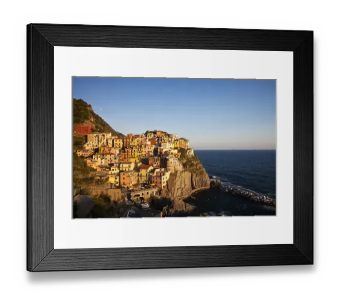 Framed Print : Europe; Italy; Cinque Terre; Manarola; Evening Light on the City
