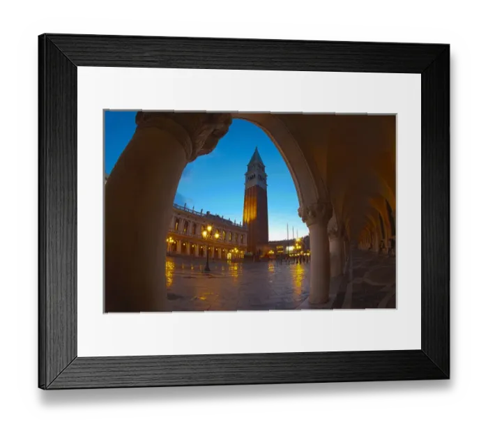 Framed Print : Europe; Italy; Venice; San Marcos Square at Night With Reflections