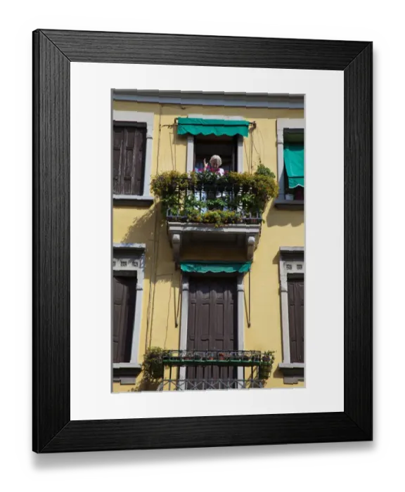 Framed Print : Europe; Italy; Venice; Street Scenes from Venice With Flower Boxes