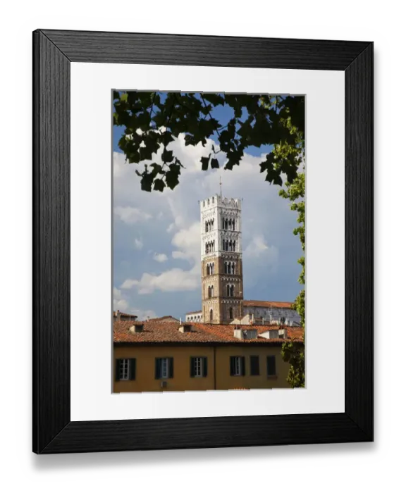 Framed Print : Europe; Italy; Lucca; The Lucca Cathedral Bell Tower Stands Tall in Te City Scene Framed Print : Europe; Italy; Lucca; The Lucca Cathedral Bell Tower Stands Tall in Te City Scene