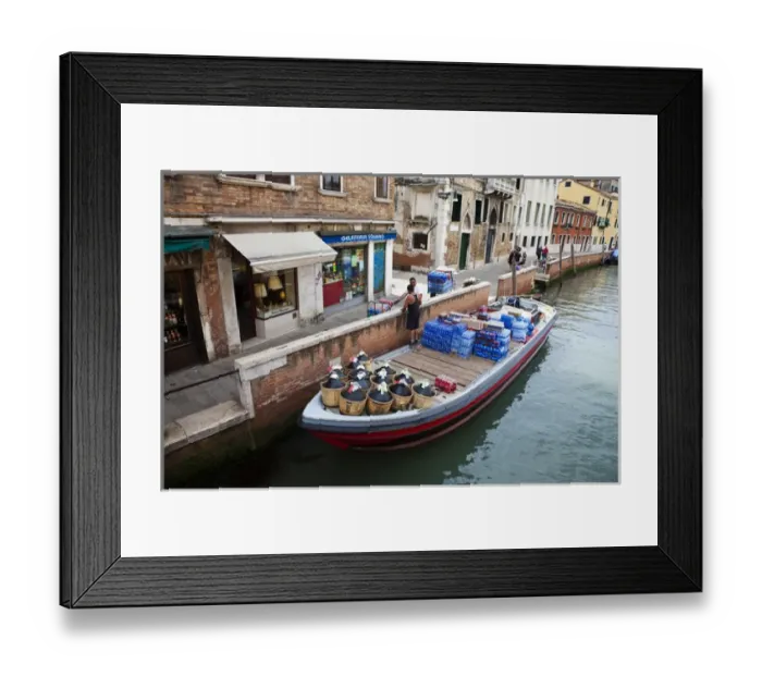 Framed Print : Europe; Italy; Venice; Merchants Delivering Goods Along Side Canals of Venice Framed Print : Europe; Italy; Venice; Merchants Delivering Goods Along Side Canals of Venice