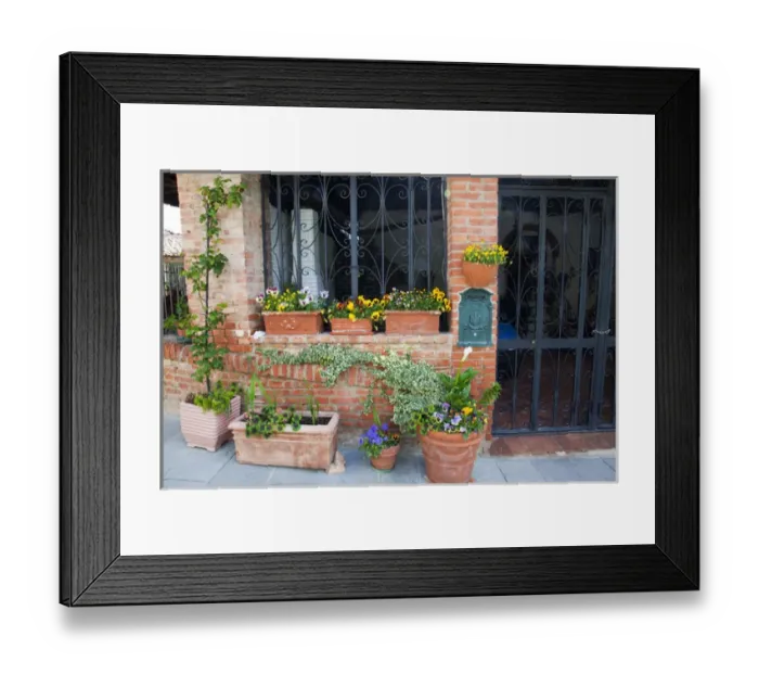 Framed Print : Europe; Italy; Tuscany: Lucignano; Street Scene With Flower Boxes in Lucignano Framed Print : Europe; Italy; Tuscany: Lucignano; Street Scene With Flower Boxes in Lucignano