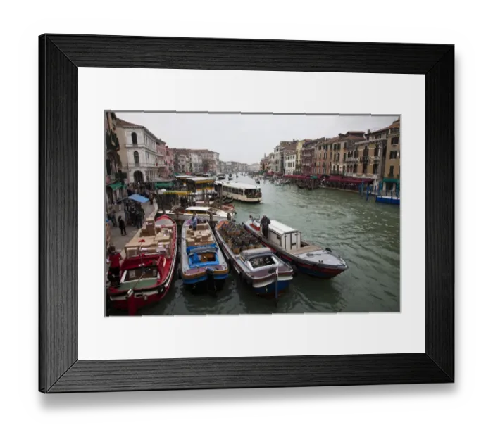 Framed Print : Europe; Italy; Venice; Venice Wine and Goods Delivery Boats on the Grand Canal