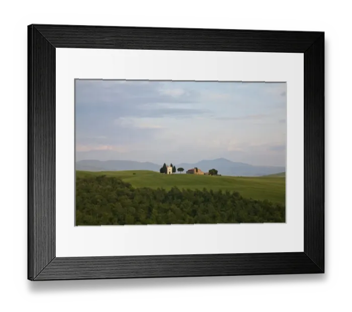 Framed Print : Europe; Italy; Tuscany; Spring Wheat Fields with The Famous Tuscan Chapel Madonna Framed Print : Europe; Italy; Tuscany; Spring Wheat Fields with The Famous Tuscan Chapel Madonna