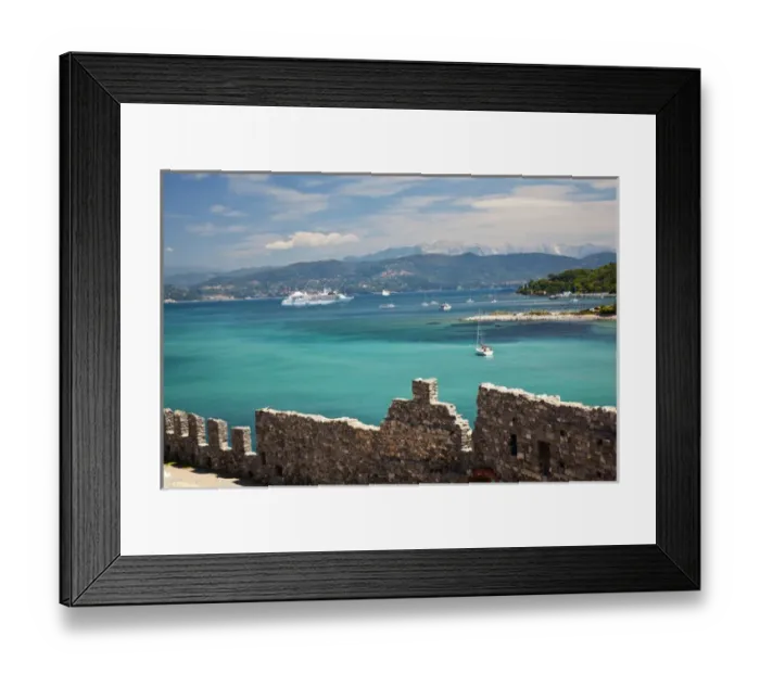 Framed Print : Europe; Italy; La Spezia; Portovenere; Portovenerre Harbor with Cruise Ship at Anchor Framed Print : Europe; Italy; La Spezia; Portovenere; Portovenerre Harbor with Cruise Ship at Anchor
