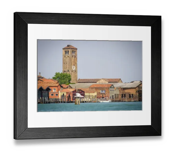 Framed Print : Clocktower and docks, Murano, Veneto, Italy Framed Print : Clocktower and docks, Murano, Veneto, Italy