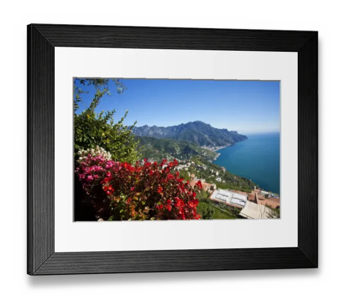 Framed Print : Europe; Italy; Amalfi Coastline; Ravello; View of the Amalfi Coast from Villa Rufolo Framed Print : Europe; Italy; Amalfi Coastline; Ravello; View of the Amalfi Coast from Villa Rufolo