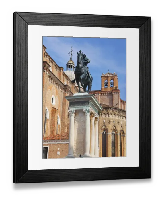 Framed Print : Europe; Italy; Venice; The Bartolomeo Colleoni equestrian statue, located beside