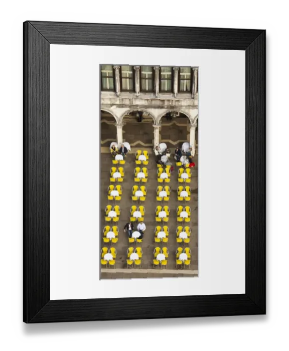 Framed Print : Europe; Italy; Venice; Restaurant Chairs in San Marco Square From High Above Framed Print : Europe; Italy; Venice; Restaurant Chairs in San Marco Square From High Above