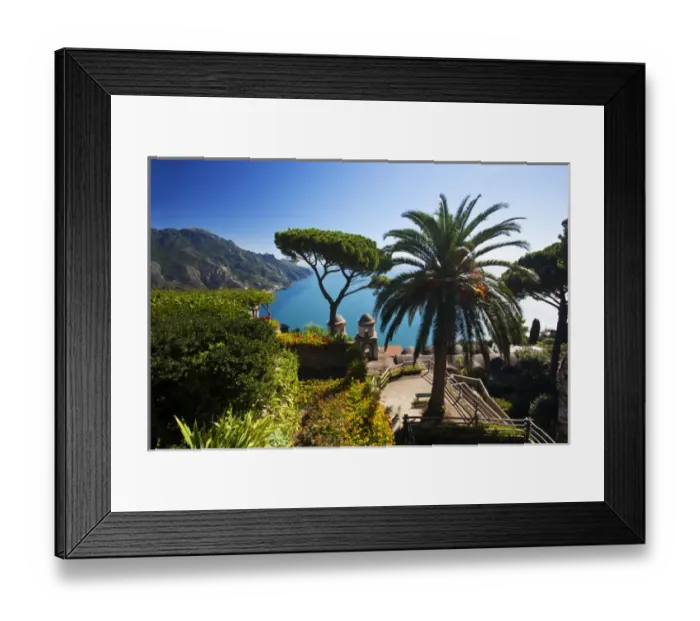 Framed Print : Europe; Italy; Amalfi Coastline; Ravello; View of the Amalfi Coast from Villa Rufolo in Ravello