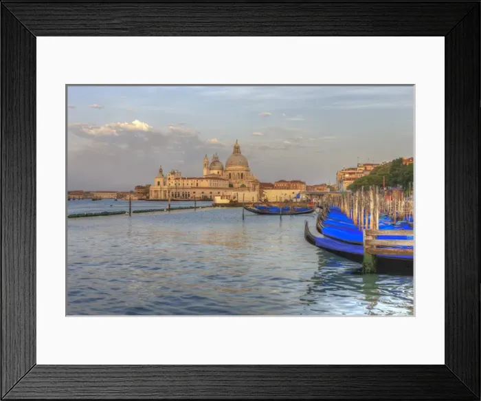 Framed Print : Gondola lineup in front of Church of San Giorgio Maggiore. Venice. Italy