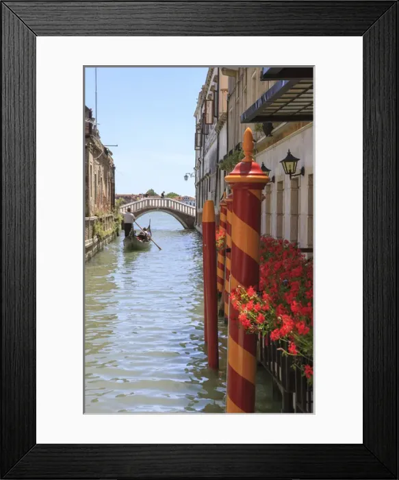 Framed Print : Gondola in narrow Canal. Venice. Italy