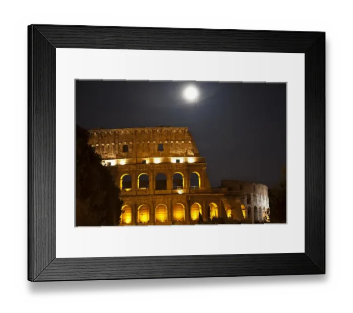 Framed Print : Colosseum Moon Stars Night Rome Italy Built by Vespacian Resubmit--In response