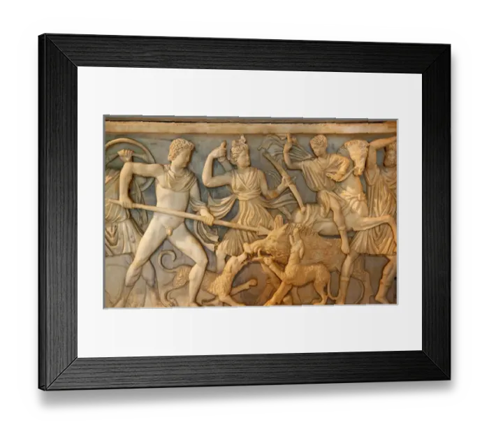 Framed Print : Ancient Roman Hunt Sculpture Burial Box Details Capitoline Museum Rome Italy Resubmit--In Framed Print : Ancient Roman Hunt Sculpture Burial Box Details Capitoline Museum Rome Italy Resubmit--In