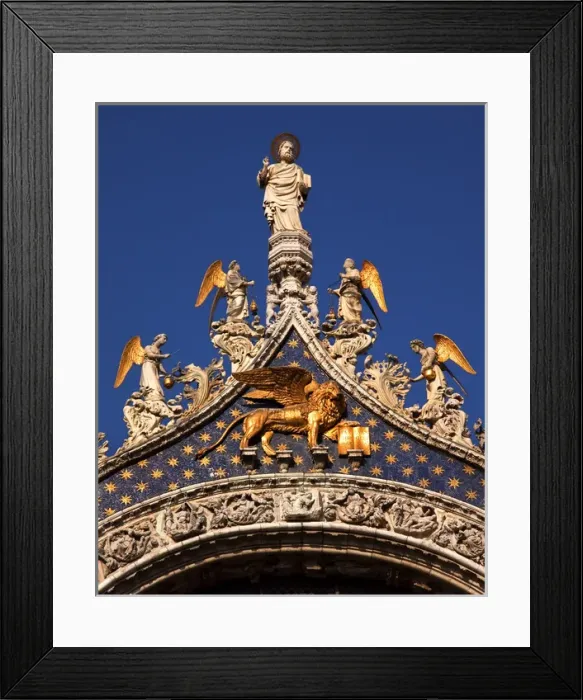 Framed Print : Saint Marks Basilica, Cathedral, Church Mark Many Angels Statue Venice Italy