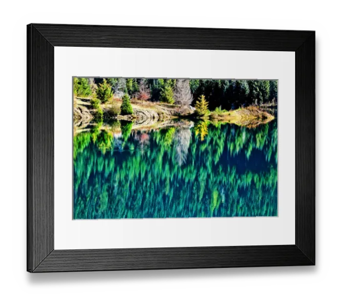 Framed Print : Green Trees Gold Lake Reflection Snoqualme Pass Washington