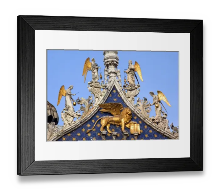Framed Print : Saint Marks Basilica, Cathedral, Church Winged Golden Lion Symbol of Venice Angels Framed Print : Saint Marks Basilica, Cathedral, Church Winged Golden Lion Symbol of Venice Angels