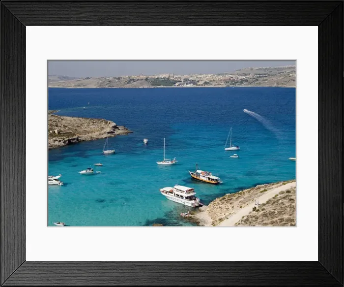Framed Print : Blue Lagoon, Aerial View, Comino Island, Republic of Malta