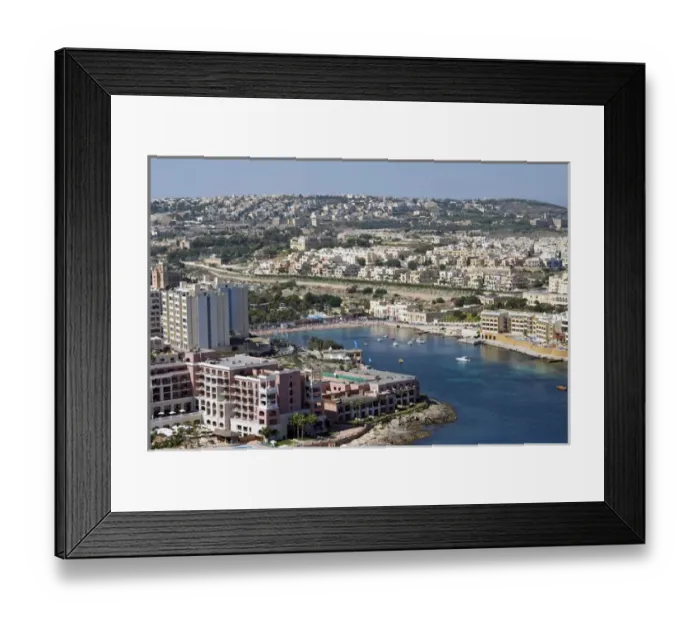 Framed Print : St. George Bay, Aerial View, Malta Island, Republic of Malta Framed Print : St. George Bay, Aerial View, Malta Island, Republic of Malta