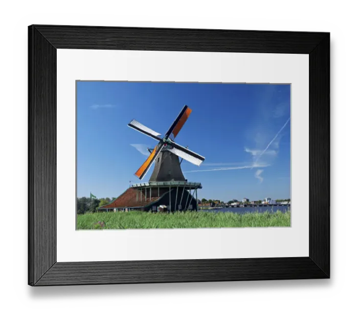 Framed Print : Netherlands, North Holland, Zaanstad, Zaanse Schans, windmills
