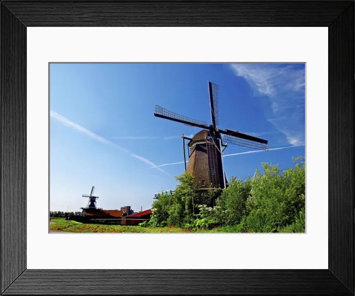 Framed Print : Netherlands, North Holland, Zaanstad, Zaanse Schans, windmills
