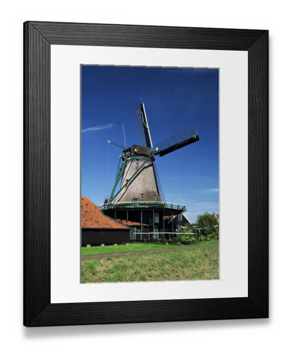 Framed Print : Netherlands, North Holland, Zaanstad, Zaanse Schans, windmills