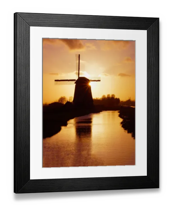 Framed Print : Europe; Netherlands; Nord Holland; Windmill along canal of Nord Holland Framed Print : Europe; Netherlands; Nord Holland; Windmill along canal of Nord Holland