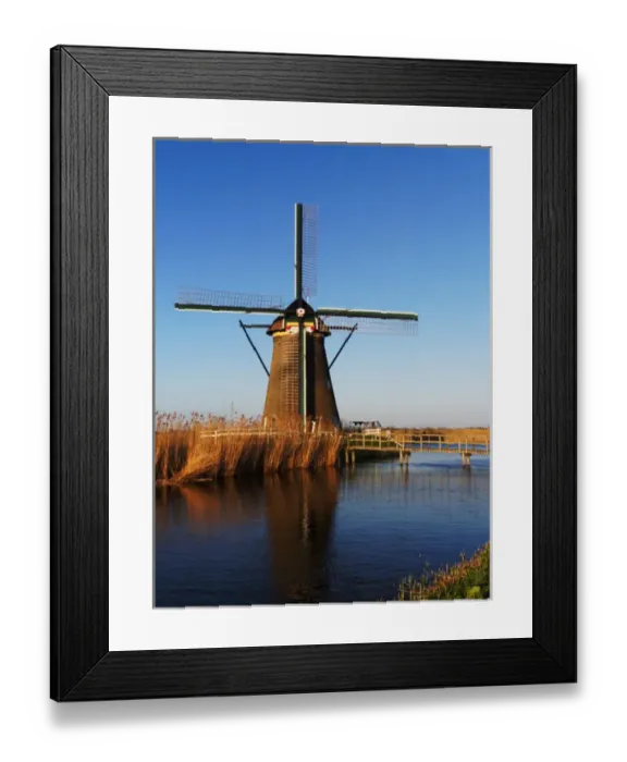 Framed Print : Europe; Netherlands; Kinderdijk; Windmills with Evening light along the Kinderdijk canal Framed Print : Europe; Netherlands; Kinderdijk; Windmills with Evening light along the Kinderdijk canal