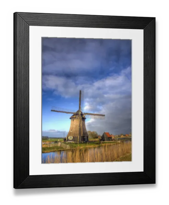 Framed Print : Europe; Netherlands; Nord Holland; Windmill along canal of Nord Holland Framed Print : Europe; Netherlands; Nord Holland; Windmill along canal of Nord Holland