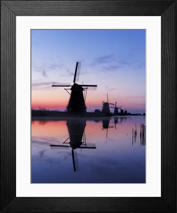 Framed Print : Europe; Netherlands; Kinderdijk; Windmills at Sunrise along the canals of Kinderdijk Framed Print : Europe; Netherlands; Kinderdijk; Windmills at Sunrise along the canals of Kinderdijk
