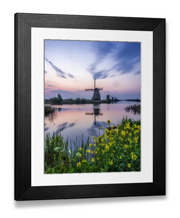 Framed Print : Europe; Netherleands; Kinderdyk; Windmills at Sunrise along the canals of Kinderdijk Framed Print : Europe; Netherleands; Kinderdyk; Windmills at Sunrise along the canals of Kinderdijk