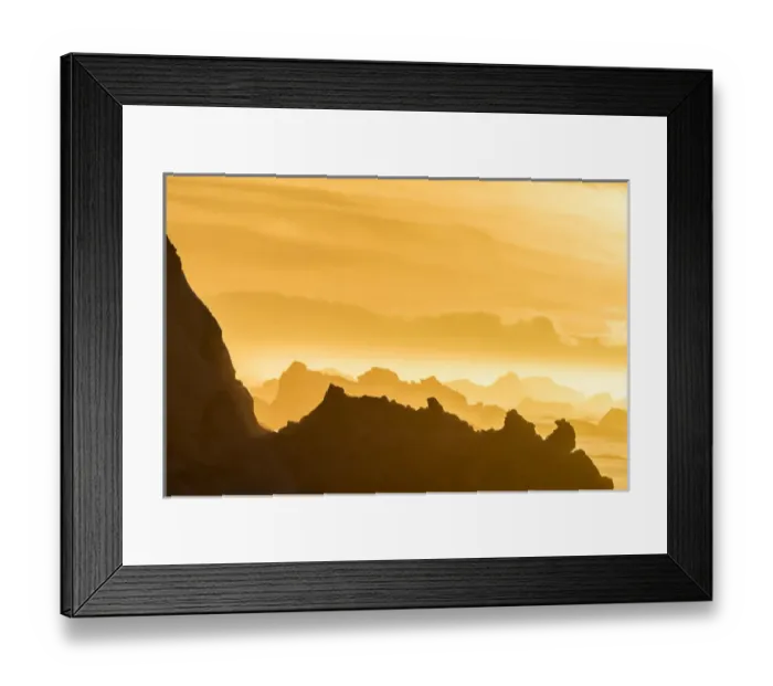Framed Print : Norway, Svalbard, Nordaustlandet. Silhouette of icebergs backlit at sunset. Credit as Framed Print : Norway, Svalbard, Nordaustlandet. Silhouette of icebergs backlit at sunset. Credit as