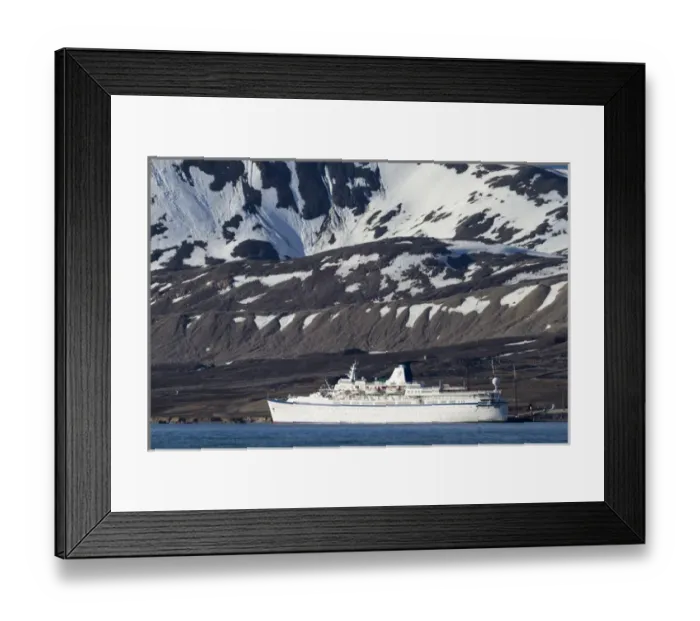 Framed Print : Europe, Norway, Svalbard. Cruise ship Princess Danae moored at research station. Credit as
