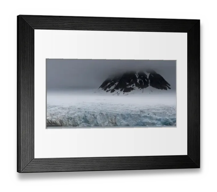 Framed Print : Europe, Norway, Spitsbergen, Svalbard. Glacier surrounds mountain Framed Print : Europe, Norway, Spitsbergen, Svalbard. Glacier surrounds mountain