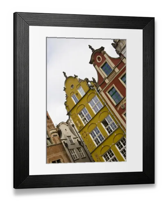 Framed Print : Europe, Poland, Gdansk. Detail of Old Town row houses